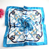 New 50*50 Elegant Spring Women Multifunction Hair Tie Headwear Design Retro Neckercief Printed Square Silk Scarf
