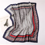 Leopard stripe point geometric color matching women small art square silk scarf