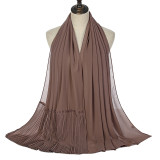 Summer Pearl Chiffon Scarf Islamic Headdress Pleated Female Women Hijab Pleated Beads Muslim Scarf