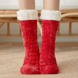 Adult Snow Fuzzy and Cozy Socks Carpet Socks Autumn and Winter Home Warmth Thickening Plus Velvet Slippers Socks Women