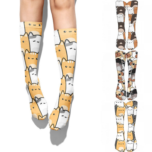 Customize Photo 3D Cute Cat Printing Socks Cute Stockings Cartoon Pattern Trend Double-Sided Printing Socks