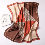 Korean Fold New Variety Square Silk Scarf Female Geometric Contrast Silk Scarf Professional Scarf Love Pattern
