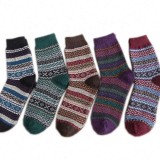 Custom Retro style socks cosy thick warm womans wool winter thermal crew socks for wholesale