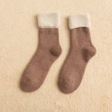 women's winter new wool socks thick tube plus velvet to keep warm socks Japanese sleep floor winter snow socks factory direct
