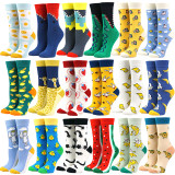Christmas Gift Novelty Happy Funny Womens Graphic Socks Combed Cotton Fried Egg Watermelon Banana Corn Avocado Giraffe Socks