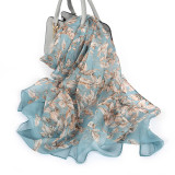 Silk Chiffon Scarf Ladies Long Large Size Shawls Fall Winter Women Neck Scarves Silk Organza Shawl