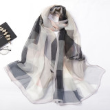 Hot Sale Customized Printing Silk Scarf Polychromatic Plaid Silk Scarf Women