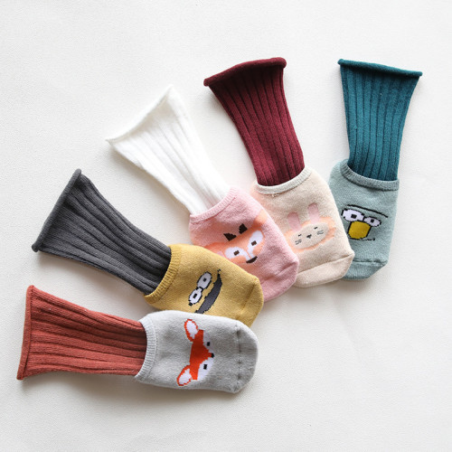 Winter New Fuzzy Terry Socks Thickened Children's Floor Socks Non-Slip Dispensing Toddler Cartoon Baby Socks