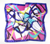New 50*50 Elegant Spring Women Multifunction Hair Tie Headwear Design Retro Neckercief Printed Square Silk Scarf