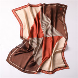 Korean Fold New Variety Square Silk Scarf Female Geometric Contrast Silk Scarf Professional Scarf Love Pattern