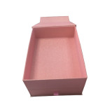 New Design Custom Luxury Packaging 2 Layer Book Shape Drawer Rigid Cardboard Pink Glitter Paper Gift Box