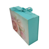 Luxury Custom Logo Folding Magnetic Closure Black Paper Flat Packing Clothing Gift Box With Ribbon