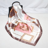 Large Hijab Fashion 90cmx90cm Square Shawls Head Printed Bag Silk Scarf For Ladies