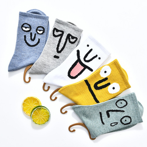Funny happy women's socks autumn and winter new style Japanese Korean version funny smiley face socks INS college trend
