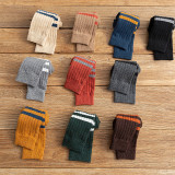 Top sale custom leisure socks, warm wool striped ladies middle stockings
