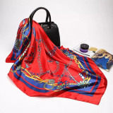 Large Hijab Fashion 90cmx90cm Square Shawls Head Printed Bag Silk Scarf For Ladies