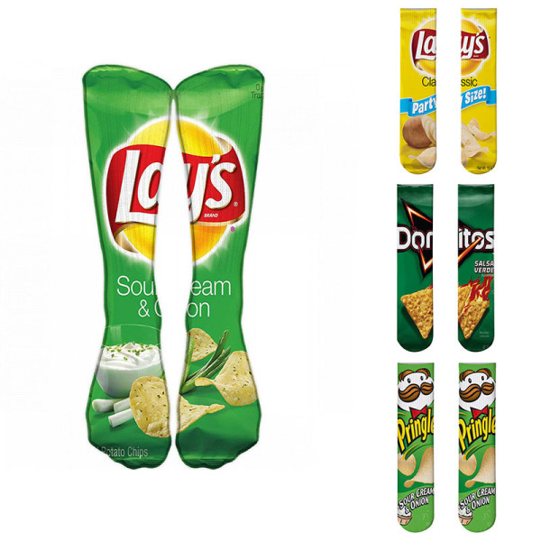 Personality Thermal Transfer European American Potato Chips 3D Printing Socks Tube Digital Printing Stocking