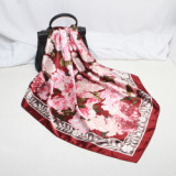 Large Hijab Fashion 90cmx90cm Square Shawls Head Printed Bag Silk Scarf For Ladies