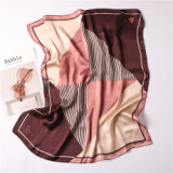 Korean Fold New Variety Square Silk Scarf Female Geometric Contrast Silk Scarf Professional Scarf Love Pattern