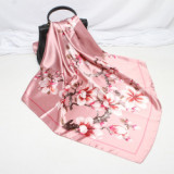 Large Hijab Fashion 90cmx90cm Square Shawls Head Printed Bag Silk Scarf For Ladies