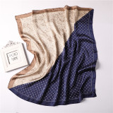 Designer Styles Silk Scarf Female Winter Decoration Warm Silk Scarf  Two-color Stitching Fashion Scarf 70*70cm