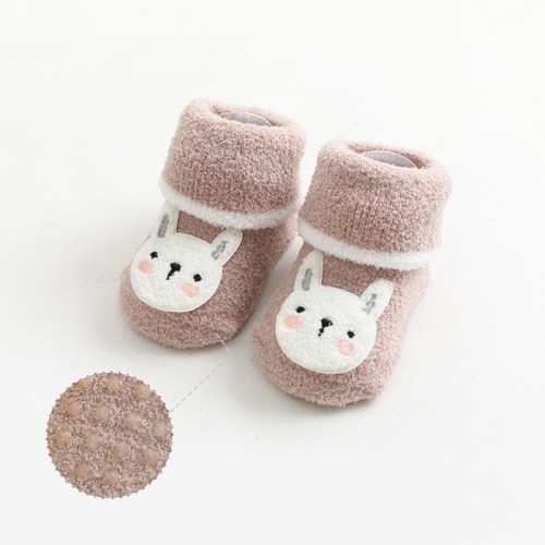 Autumn And Winter Thickened Warm Fuzzy Children's Socks Coral Fleece Baby Tube Socks Non-Slip Baby Floor Socks