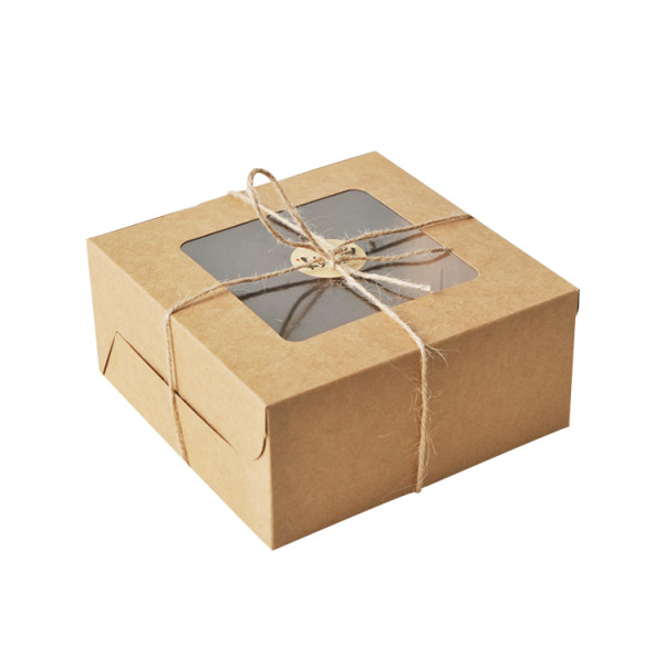 Custom Recyclable Kraft Paper Brown Bakery Cookie Cupcakes Pastry Box Packaging With Window