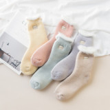 Fuzzy custom wholesale ins candy color crew socks women japanese ankle socks manufacturers girls cartoon socks  factory