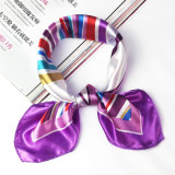 Multifunction Hair Tie Flower Leopard Striped Ribbon Headwear Retro Neckerchief Silk Printed Square Scarf