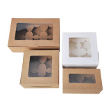 Custom Recyclable Kraft Paper Brown Bakery Cookie Cupcakes Pastry Box Packaging With Window