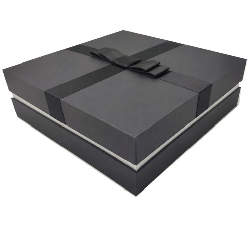 High quality Logo  OEM hard paper luxury gift packaging packing paper box  with ribbon close