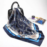 Large Hijab Fashion 90cmx90cm Square Shawls Head Printed Bag Silk Scarf For Ladies