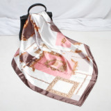 Large Hijab Fashion 90cmx90cm Square Shawls Head Printed Bag Silk Scarf For Ladies