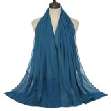 Summer Pearl Chiffon Scarf Islamic Headdress Pleated Female Women Hijab Pleated Beads Muslim Scarf