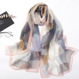 Hot Sale Customized Printing Silk Scarf Polychromatic Plaid Silk Scarf Women
