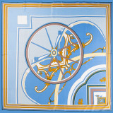 Luxury Brand Shawl Scarf 130*130 Cm Head Hijab Pumpkin Wheels Printed Pattern Large Square Twill Silk Scarf For Women