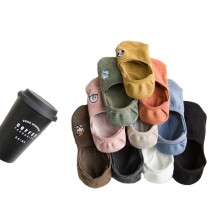 2021 Spring Summer Women Socks Solid Color Cartoon Embroidery Fashion Wild Shallow Mouth Invisible Socks Felmen Slipper Socks