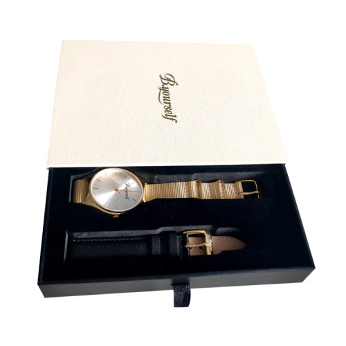 Custom Logo Private Label Luxury Sliding Drawer Style Paper Merchandise Mens Watch Box