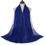 Summer Pearl Chiffon Scarf Islamic Headdress Pleated Female Women Hijab Pleated Beads Muslim Scarf