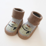Autumn And Winter New Fuzzy Thickened Children's Floor Socks, Baby Non-Slip Leather Sole Toddler Baby Socks 0-3 Years