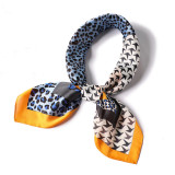 Leopard stripe point geometric color matching women small art square silk scarf