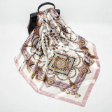 Large Hijab Fashion 90cmx90cm Square Shawls Head Printed Bag Silk Scarf For Ladies