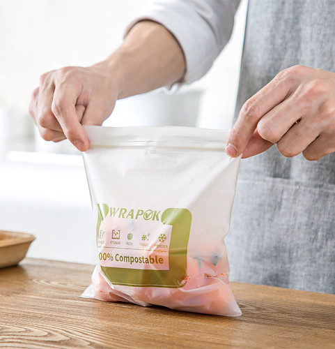 100% Compostable Resealable Food Storage Bags for Vegetables Fruits or Snacks