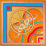 Luxury Brand Shawl Scarf 130*130 Cm Head Hijab Pumpkin Wheels Printed Pattern Large Square Twill Silk Scarf For Women