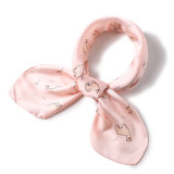Korean square silk scarf ladies spring and autumn decoration scarf art cartoon pattern neckerchief scarf
