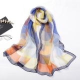 Hot Sale Customized Printing Silk Scarf Polychromatic Plaid Silk Scarf Women