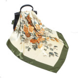 Large Hijab Fashion 90cmx90cm Square Shawls Head Printed Bag Silk Scarf For Ladies