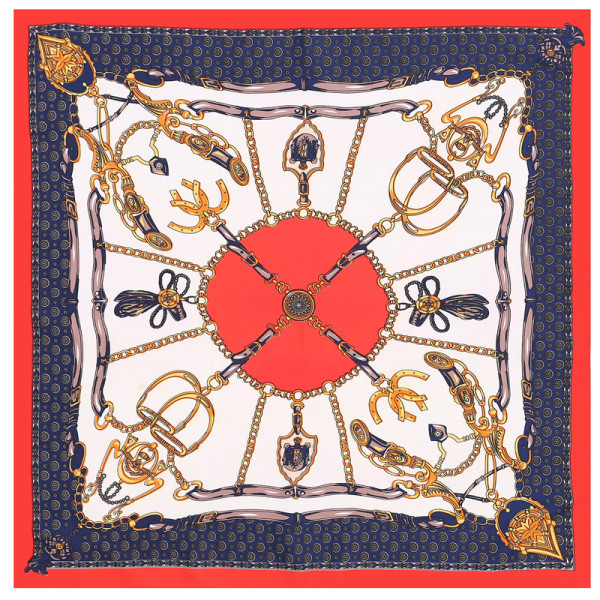 Newest Digital Printed Fashionable Geometric Colorful Pattern New Twill Vintage Silk Square Neck Scarf