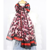 New Large Size Leopard Print Chiffon Silk Scarf Women European American Silk Scarf Shawl