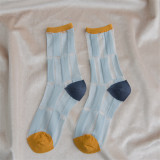 Women Socks Patchwork Plaid Series Sheer Mesh Glass Silk Socks Ultrathin Transparent Crystal Lace Summer Long Socks